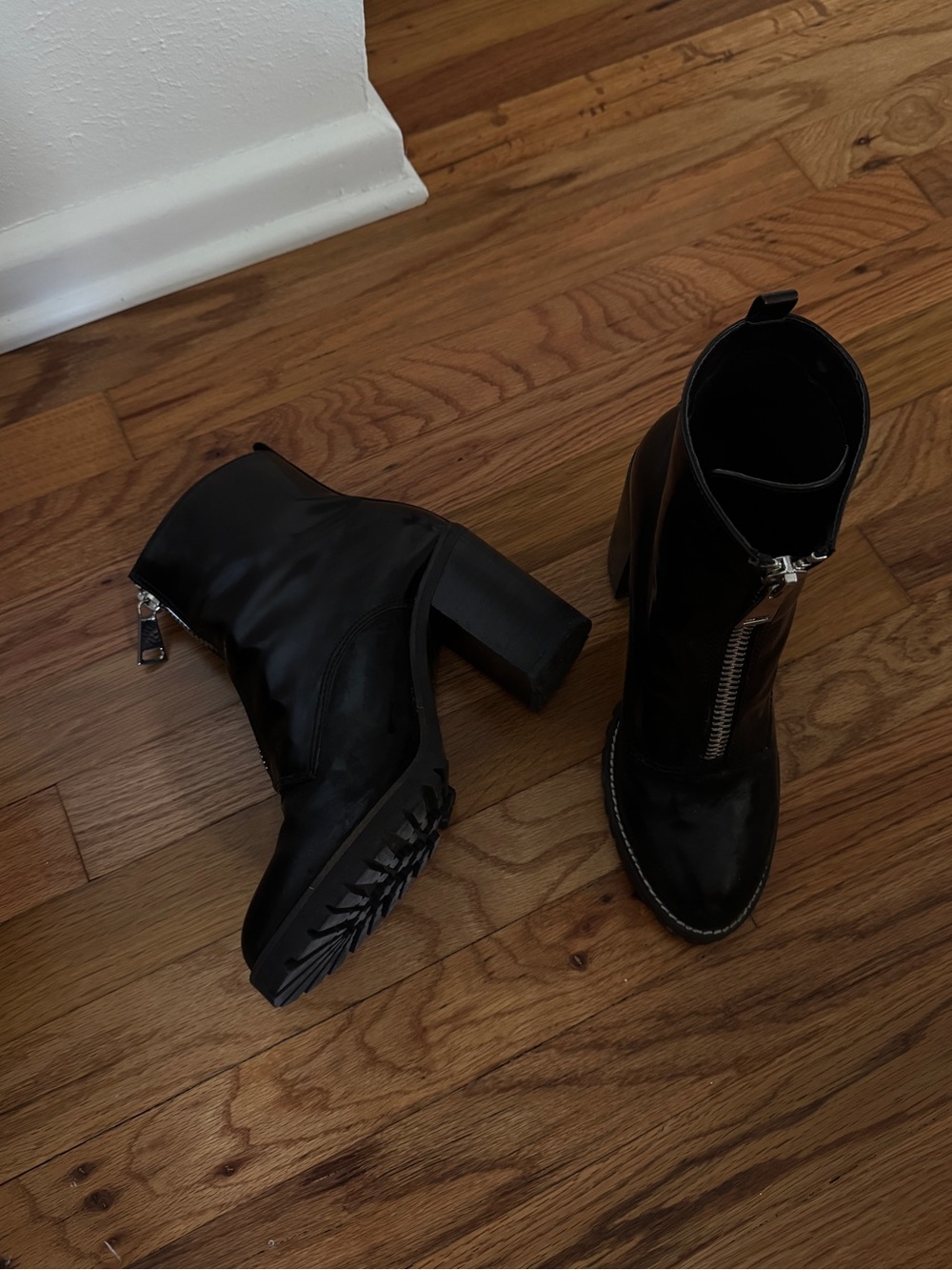 lug sole booties with zipper